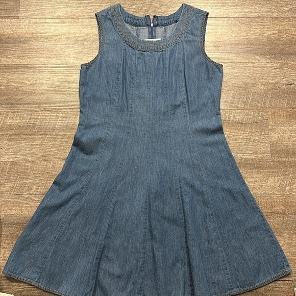 Denim blue cotton sleeveless flare mini sundress size medium - Picture 7 of 9